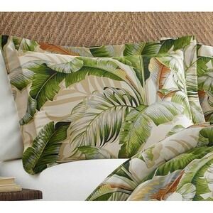 2 Tommy Bahama Palmiers Pillow Shams King Size Cream Green Palms Tropical Island